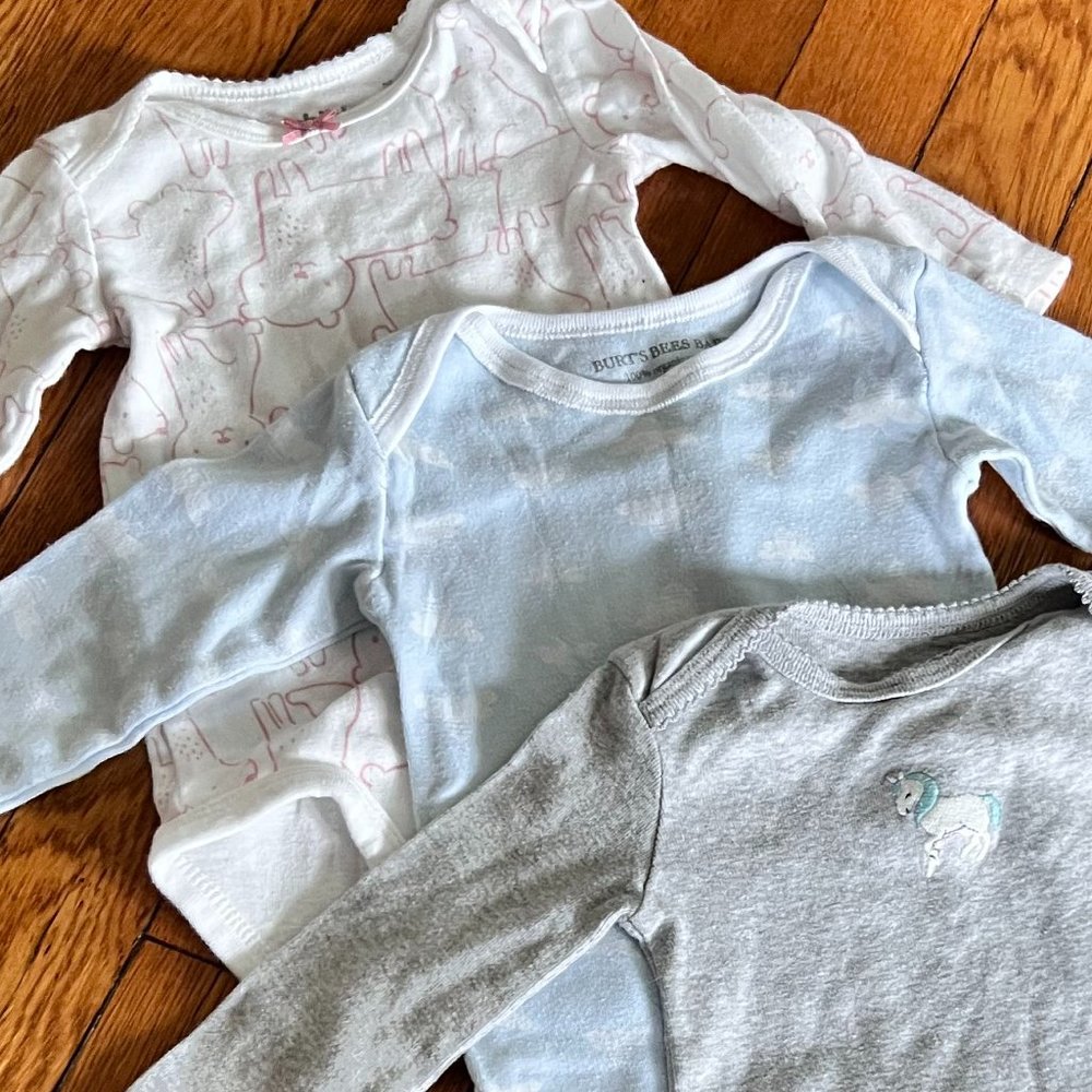 Long-sleeved onesie bundle - 6-9 months, cats, bees & unicorns